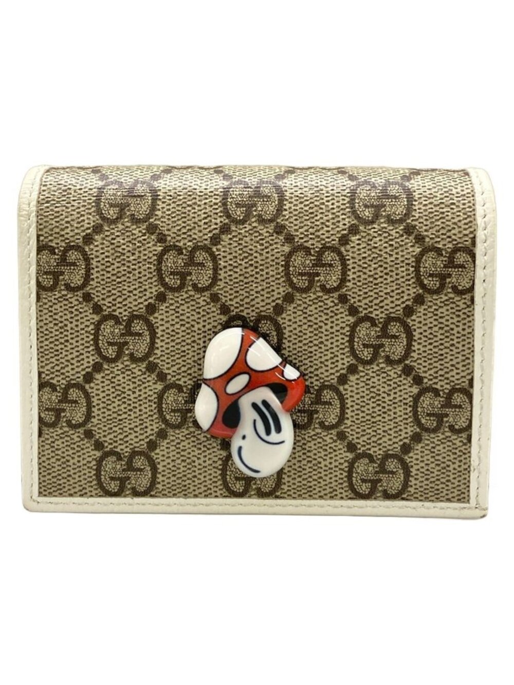 Gucci Bifold Wallet Beige White Hattie Stewart Collaboration Leather